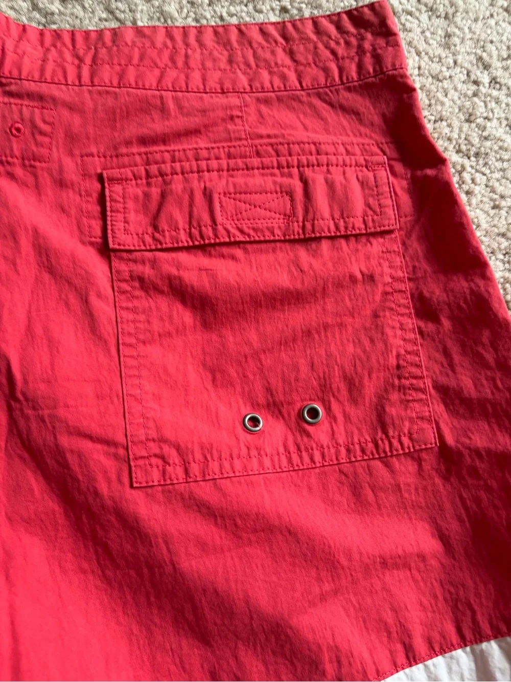 Brooks brothers men red two striped board shorts swim bathing suit shorts sz 33